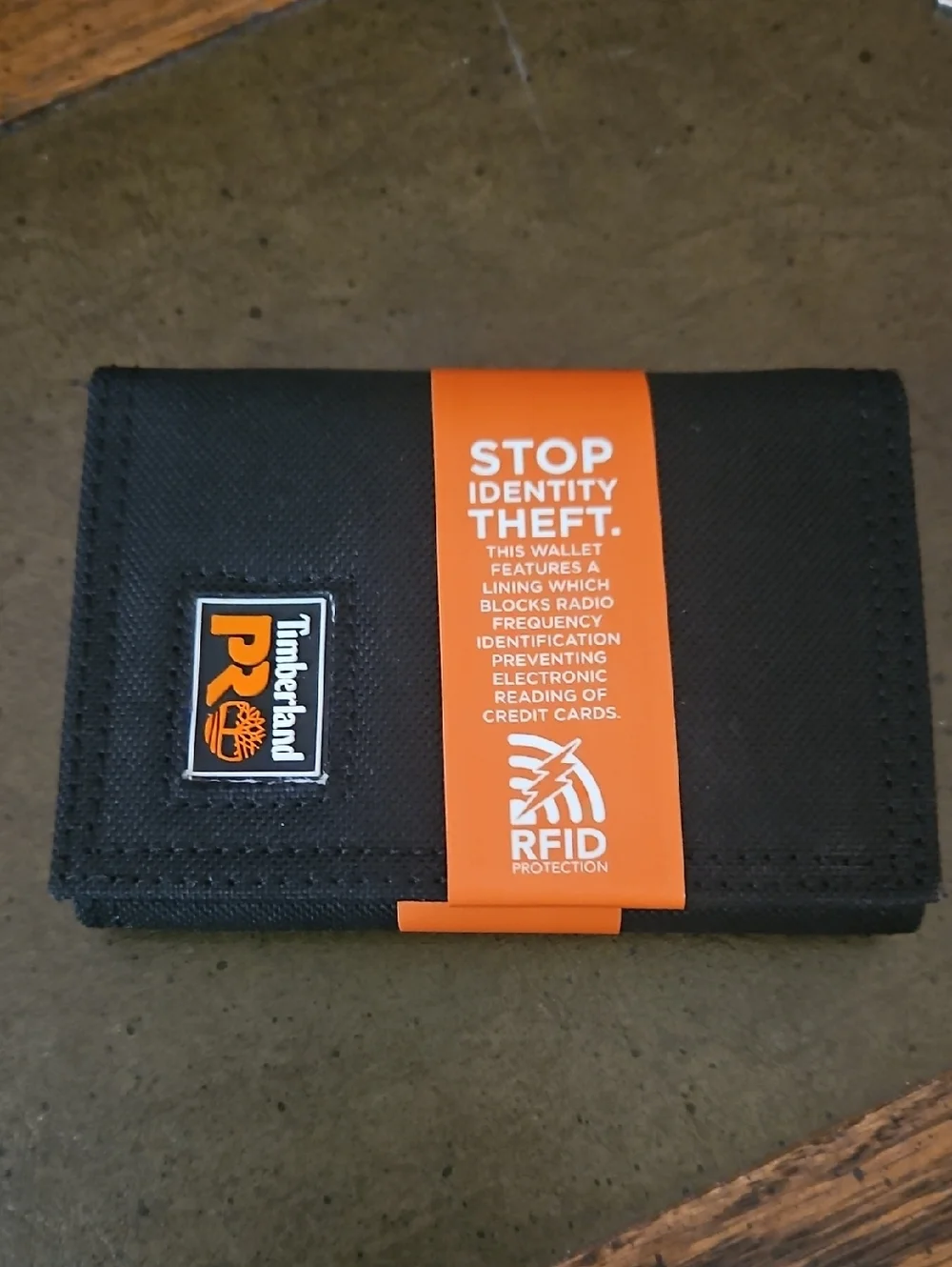 Timberland PRO Men's Heavy Duty Fabric RFID Charcoal Trifold Wallet ID Window
